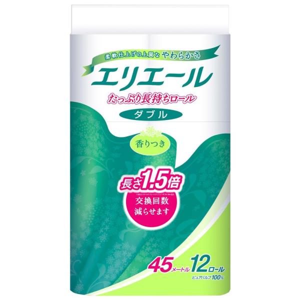 エリエール トイレットペーパー 1.5倍巻き 45m×12ロール ダブル パルプ100% リラックス感のある香り