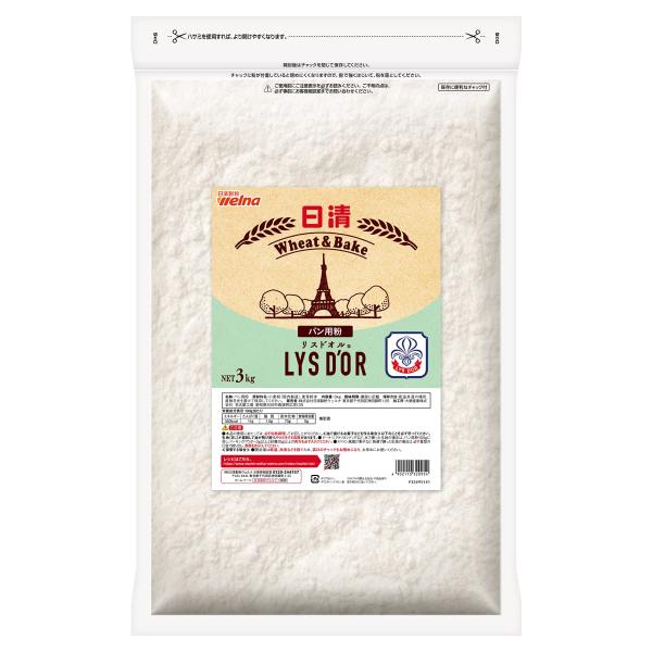日清 リスドオル LYSDOR チャック付 1個 3kg パン専用 強力粉 小麦粉 麦芽粉末 フランスパン クロワッサン デニッシュ