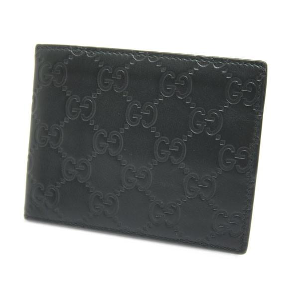 GUCCI 中古 美品 グッチ グッチシマ 2つ折り 札入れ ブラック レザー  