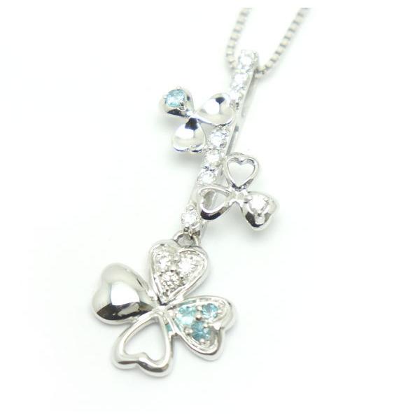 中古 良品 K18WGホワイトゴールド トップ付ネックレス クローバー  