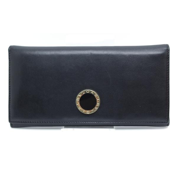 Bvlgari ブラックレザー 長財布 ブルガリ・ブルガリ 中古 BVLGARI ブルガリブルガリ 長財布 ブラック