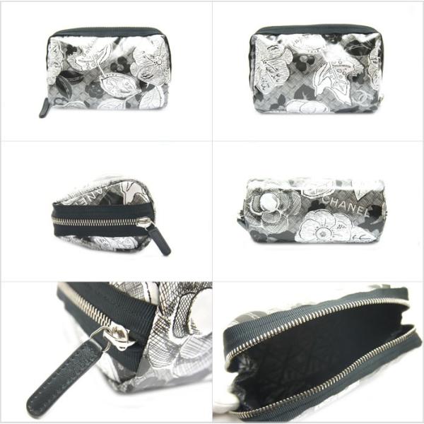 新品同様 Chanel Chanel 0811 中古 化粧 オバタ質店オンラインストアys店 ポーチ 0811 シャネル シルバー ブラック オリジナル