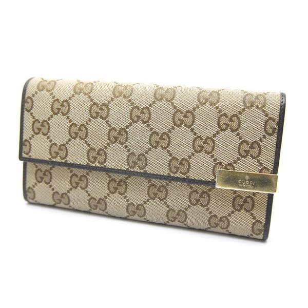 GG 中古 良品 GUCCI グッチ GGファブリック 長財布 ベージュ 291099 
