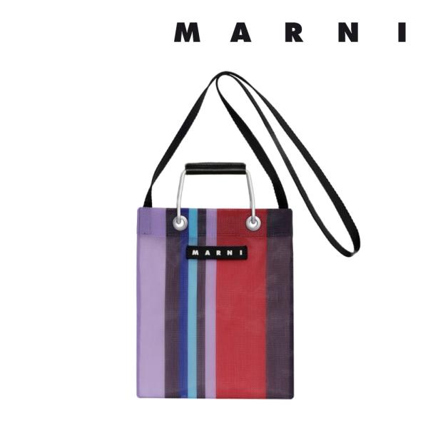 MARNI ストライプ エコバッグ 黒 紫 黄色 ストライプバッグ | Marni