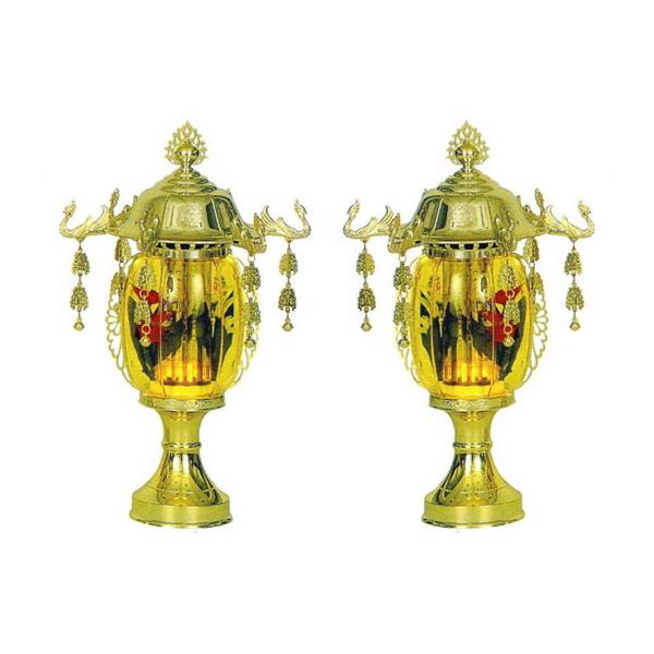 小型灯 盆提灯 ちょうちん 極楽灯 8号鈴付 ゴールド 1対