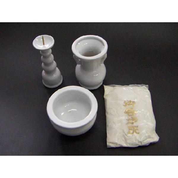 お盆 初盆 中陰 白無地陶器 3具足（大） : 注文の多い仏具屋さん