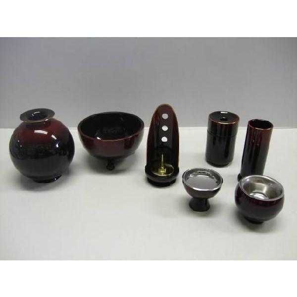 小型仏壇用 具足7点セット【無心・玄緋色】 : 注文の多い仏具屋さん