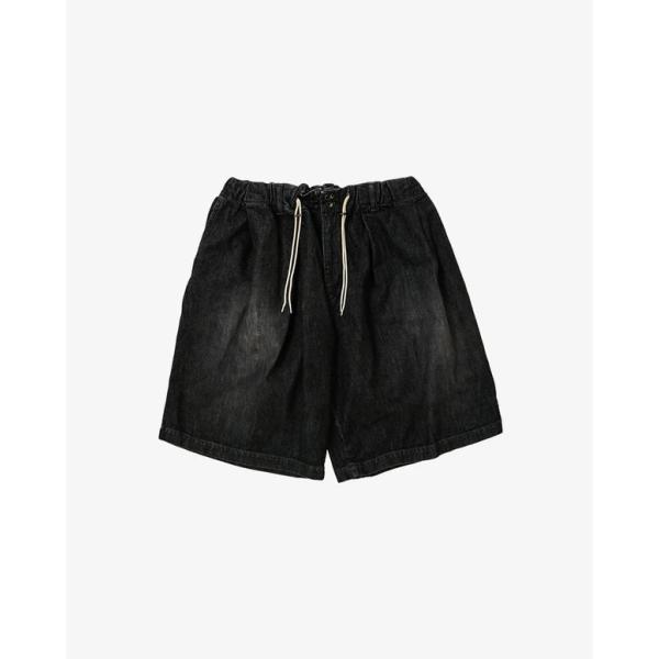 Sillage シアージ circular short pants black denim damaged