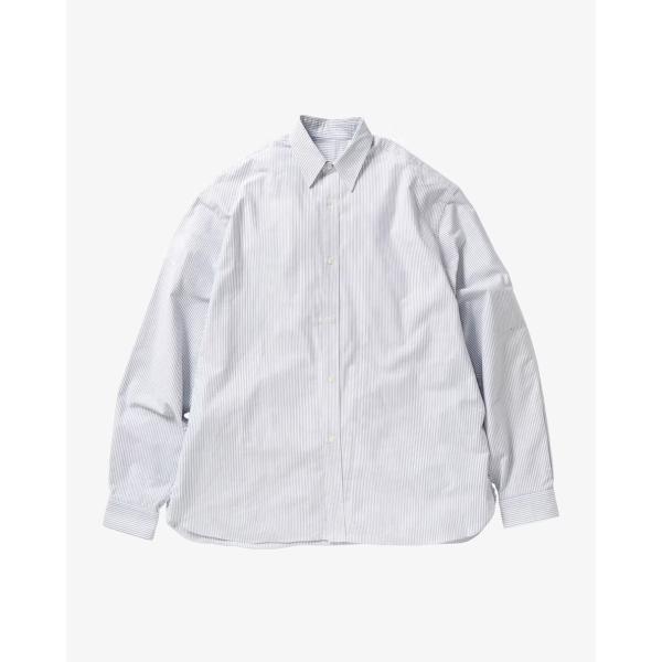 Hellrazor ネイビー ストライプ Mサイズ シャツ オーバーサイズ リネンシャツ - ネイビーブルー／ストライプ