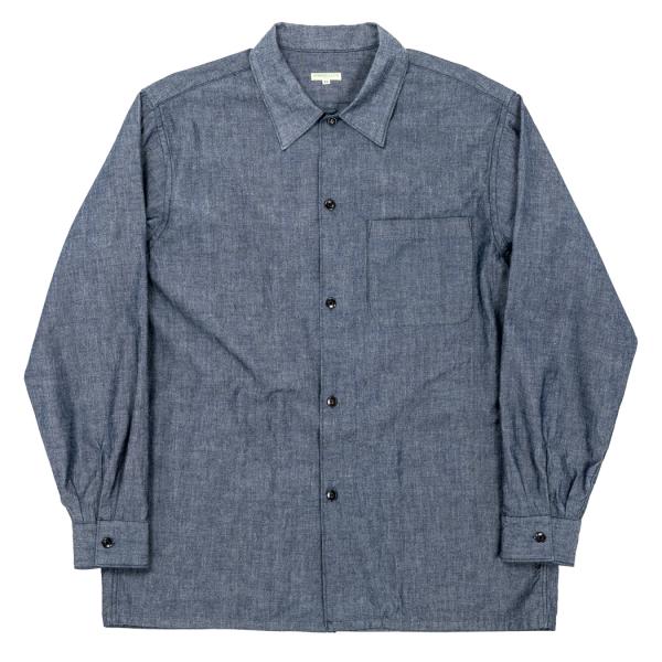 WORKERS ワーカーズ Open Collar Shirt, Indigo Chambray オープン