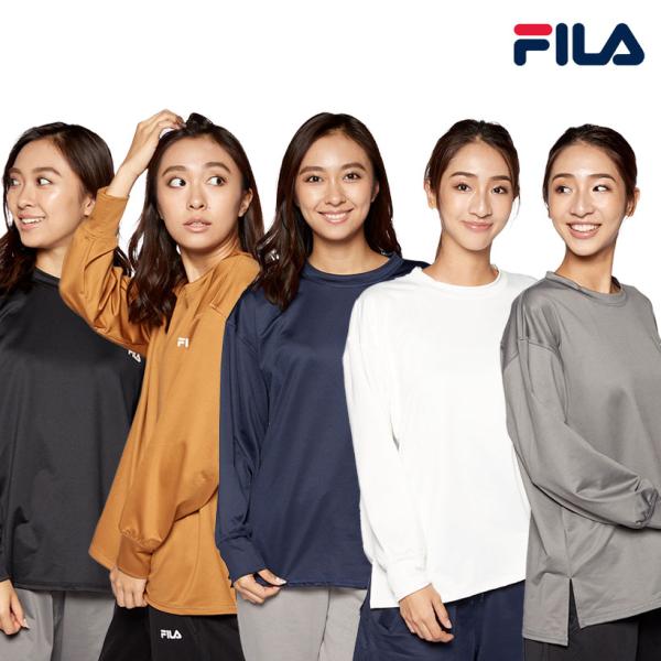 レディース 長袖Tシャツ Tシャツ 水陸両用 FILA フィラ レディス 長袖  Tシャツ  ラベンダー ネイビー ホワイト341251