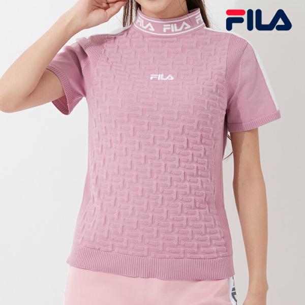 限定商品 レディース ゴルフ ウエア 半袖シャツ モックネック スタンドカラー Fila Golf フィラゴルフ ブルー 春夏 Daininki Shinpin Kanematsuusa Com