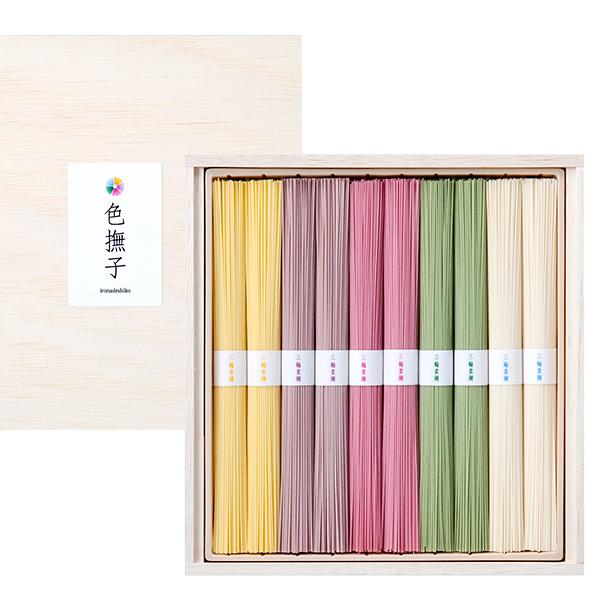 ※こちらの商品は、3営業日程度にて発送いたします。【商品説明】●商品内容：手延べ三輪素麺 木箱入り（かぼす・紫芋・うめ・しそ・白）各50g×2束●箱サイズ：約幅21.5×奥行20.2×高さ3.4cm●生産国：日本※メーカー都合により、デザイ...