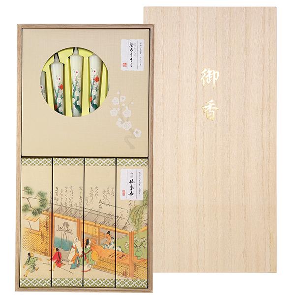 カメヤマ / 吟撰 仙年香 絵ろうそくセット 桐箱 / 内祝い 結婚内祝い 出産内祝い 御礼 香典返し 満中陰志 忌明志