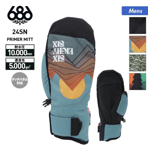 686/シックスエイトシックス メンズ スノーミトングローブ PRIMER MITT 2024 SNOW M2WGLV115インサレーション入りで保温力のあるハイスペックミトングローブ。グローブのままスマートフォンを操作でき、落下防止のリッ...
