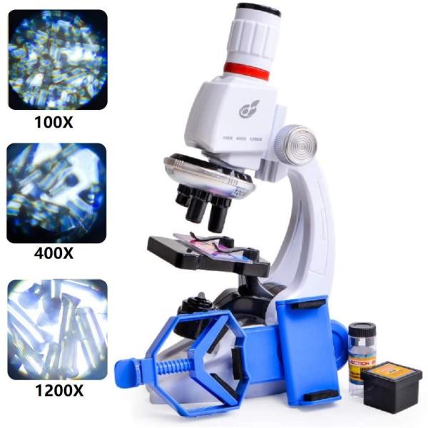 初心者向きの顕微鏡！100倍、400倍、および1200倍の倍率を提供します。科学的な探究と発見を奨励し、重要な科学的ツールを興味深い方法で導入します。子供顕微鏡初心者向けの機種なので、植物の細胞や花粉、昆虫の触覚・羽など動かない標本の観察に...