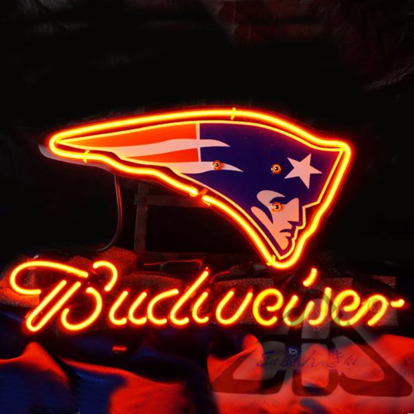 アメリカン バドワイザー ペイトリオッツ ネオンサイン 星付き帽子 横顔ロゴ NFL ネオン看板 ネオン管 LEDライト バー ガレージ 店舗 カフェ 照明 インテリア