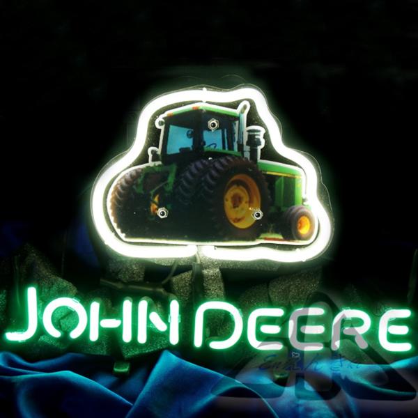 ジョンディア トラクター ネオンサイン 緑黄配色 JOHN DEERE ネオン看板 LEDライト ガレージ 農業ショップ 店舗用 アメリカン雑貨 インテリア照明