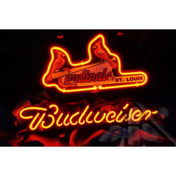 ガラス製ネオンサイン ネオンサイン  ST. LOUIS CARDINALS バット×赤い鳥ロゴ Budweiser MLB風 看板インテリア照明
