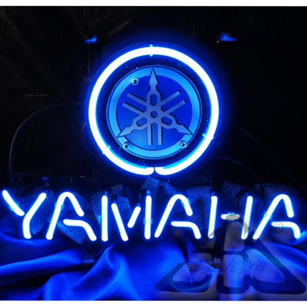 ロゴ入り ネオンサイン YAMAHA ヤマハ ネオン管 サインボード 看板 バイク用品 ガレージ インテリア用品 青色 アメリカ雑貨