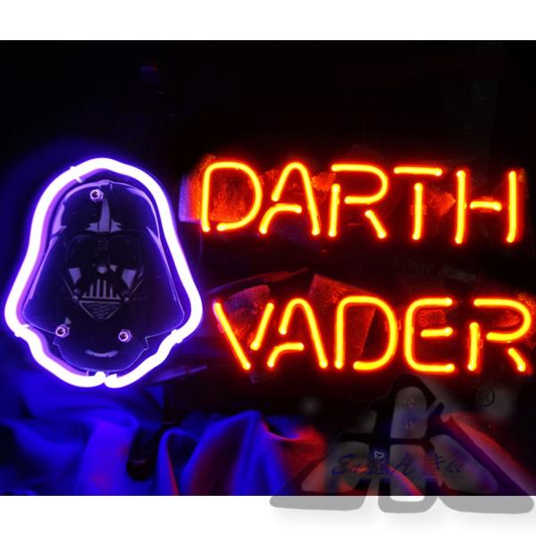 ロゴ入り ネオンサイン インテリアライト ネオンライト UV印刷 スター・ウォーズ ダース・ベイダー ネオンサインライト（レッド＆パープルLEDフェイスデザイン）