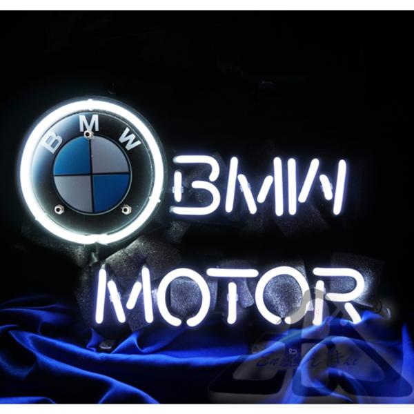 ロゴ入り ネオンサイン インテリアライト　ネオンライト UV印刷 BMWモーター ネオンサインライト（クラシックロゴ＆ホワイトLED仕様 ディスプレイ用装飾）