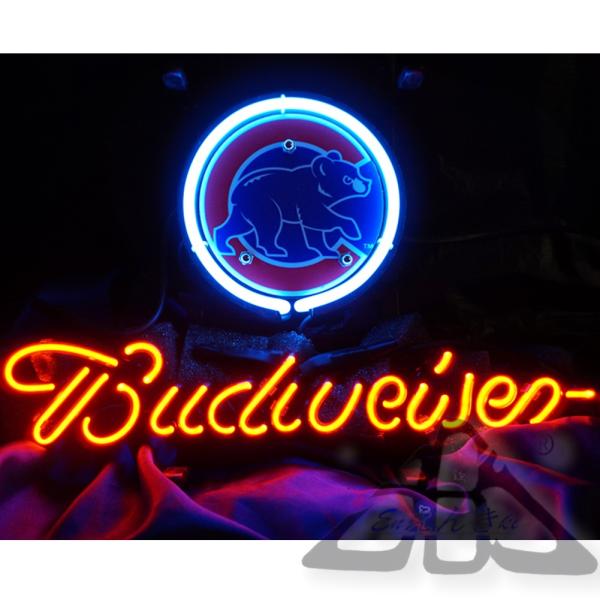 Budweiser シカゴカブス ネオンサイン ガラス製 バドワイザー シカゴカブス ガラスネオンサイン 球団ロゴとブランドロゴが共演するクラシックモデル