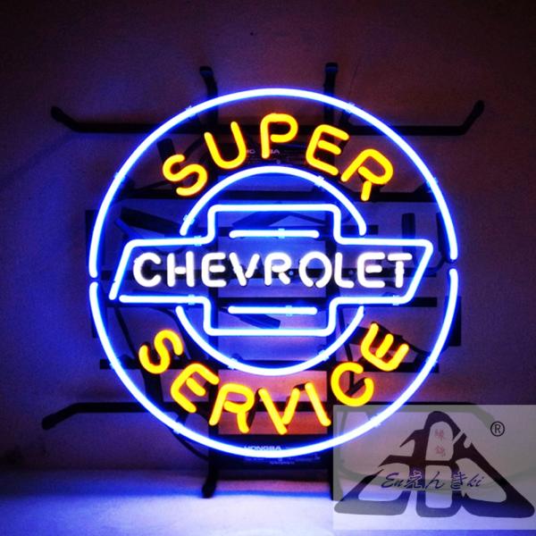 シボレー ネオンサイン SUPER SERVICE ガレージ装飾 ヴィンテージ風 NEON SIGN  壁掛け インテリア 店舗用 広告 飲食店 アメリカン レトロ 光る看板 飲食店用