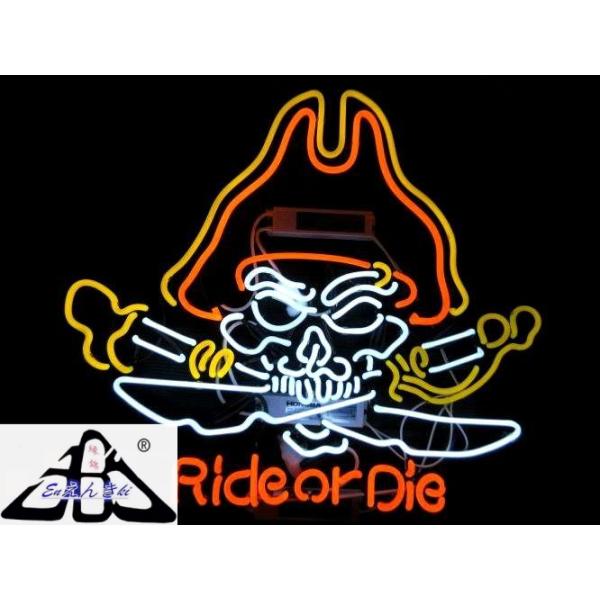 LEDライト風 海賊　Ride or Die 海賊スカル サーベル 三角帽 バー看板 パブ ラウンジ クラブ　ワンピース　剣 ドクロ オーダーメイド対応