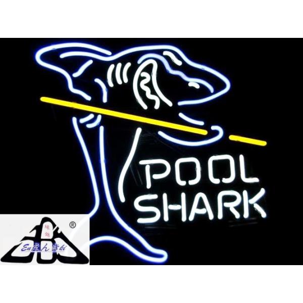 ガラス製 ネオンサイン 看板 LEDライト風 POOL SHARK サメ ビリヤード 英字看板 バー/スポーツバー 店舗用 インテリア ゲームルーム オーダーメイド対応