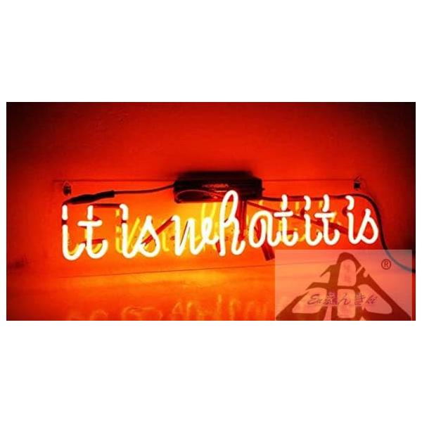 オリジナル ネオンサイン ガラス製  it is what it is  レッドライト 英字 筆記体 店舗看板 カフェ インテリア装飾韓国  壁掛け led  オーダーメイド可能