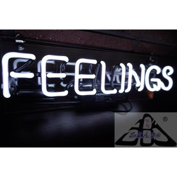 ネオンサイン ガラス製ネオンサイン FEELINGS英字 ホワイト 店舗看板 撮影装飾 壁掛け led 看板 アメリカン雑貨 おしゃれ インテリア 電飾 オーダーメイド可能