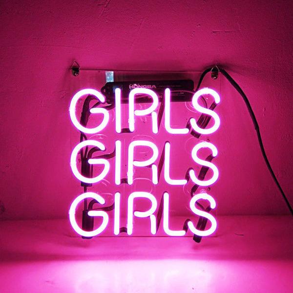 ネオンサイン GIRLS ピンク ガラス インテリア装飾用   壁掛け led 看板 アメリカン雑貨  店舗用 電飾 サインボード  イルミネーション オーダーメイド可能