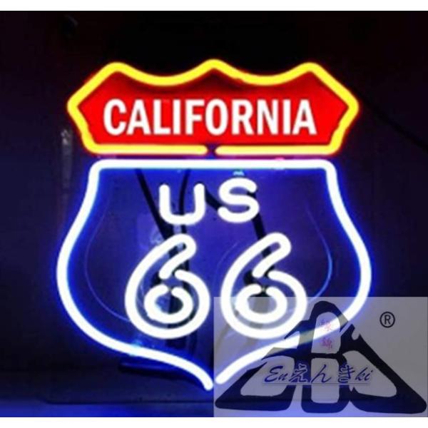 ネオンサイン CALIFORNIA US66 ガラスネオン 看板 シールド型  壁掛け led 看板 アメリカン雑貨 店舗用 電飾 サインボード イルミネーション オーダーメイド可能
