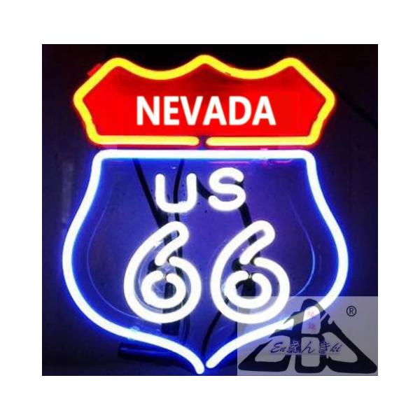 ネオンサイン NEVADA US66 ガラスネオン 看板  壁掛け led 看板  おしゃれ インテリア 店舗用 電飾 サインボード 明るい  イルミネーション オーダーメイド可能
