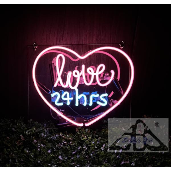 ネオンサイン ハート型 love 24hrs ピンク ホワイト ネオン看板 インテリア照明  壁掛け led アメリカン雑貨 おしゃれ   イルミネーション オーダーメイド可能