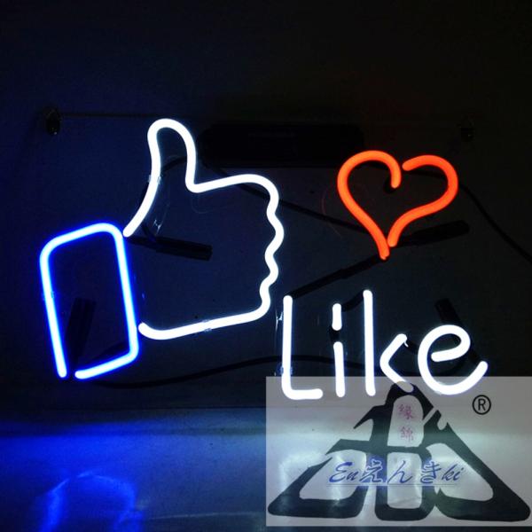 ネオンサイン Likeマーク ハート付き ガラスネオン 店舗用装飾 インテリア照明  壁掛け led 看板 アメリカン雑貨  おしゃれ サインボード   オーダーメイド可能