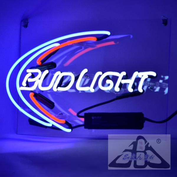 ネオンサイン BUD LIGHT   ビールモチーフ ガラスネオン 看板装飾 壁掛け led 看板 アメリカン雑貨 おしゃれ  店舗用 電飾 サインボード  オーダーメイド可能