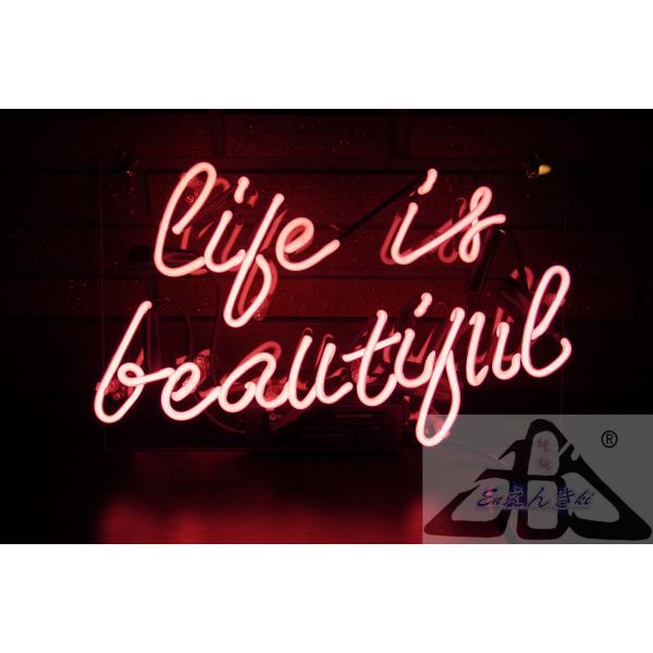 ネオンサイン Life is beautiful 英字 ピンク ネオン看板　壁掛け led 看板 アメリカン雑貨 おしゃれ 店舗用 電飾 サインボード オーダーメイド可能