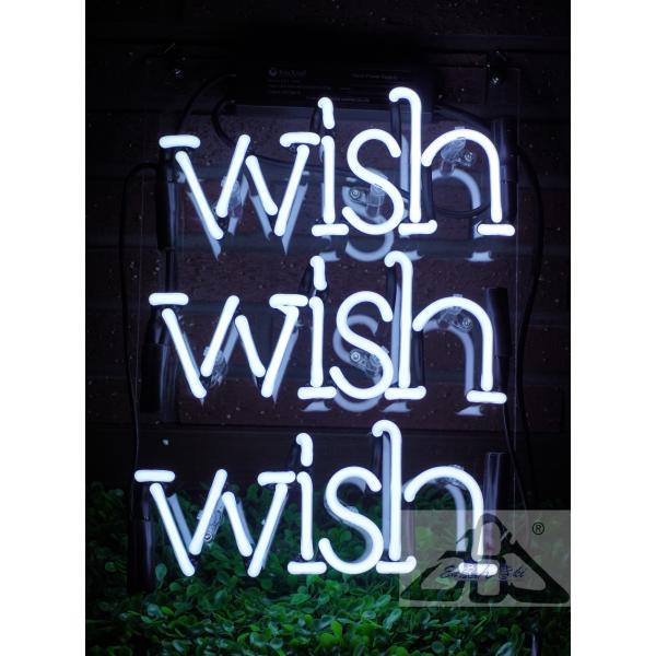 ネオンサイン WISH 三段文字 ホワイト ガラスネオン 壁掛け led 看板 アメリカン雑貨 おしゃれ インテリア 店舗用 電飾   イルミネーション オーダーメイド可能
