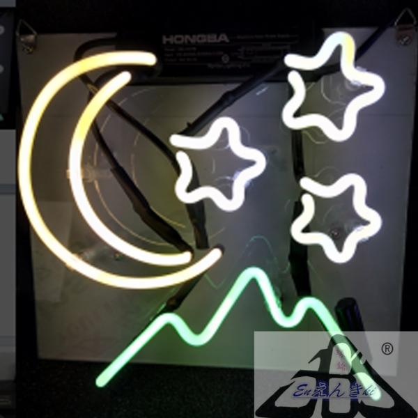 ネオン管  月 星 山 カラー版 イエロー グリーン  壁掛け led 看板 アメリカン雑貨  インテリア 店舗用 サインボード 明るい カフェ バー  オーダーメイド可能
