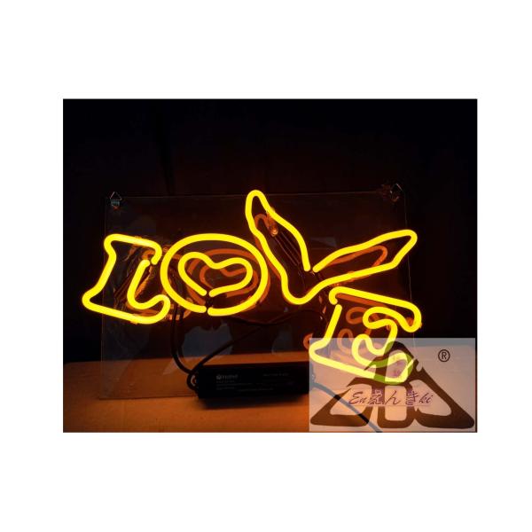 ネオンサイン  LOVE ネオン看板 ガラス製 ウサギ耳ロゴ オレンジ装飾 プレゼント 壁掛け led 看板 アメリカン雑貨  インテリア 店舗用 電飾  オーダーメイド可能