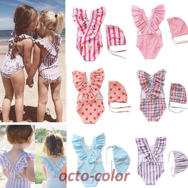 フリルが女の子らしくてキュートなレオタードタイプの水着です。バックスタイルも可愛いですよ◎素材：ポリエステルセット内容：2点セット（帽子付き）水着の取り扱いご注意◆濡れたまたビニール袋に密封し長時間放置しますと色移りすることがありますのでご...