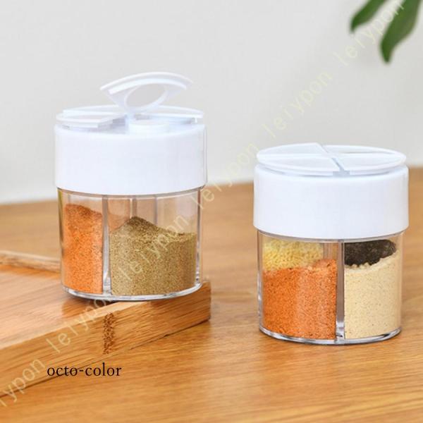 商品の説明材質：PP+PSSサイズ：約6.5×7.5cm色：透明+ホワイト?料理はスピード勝負・片手で4種類の調味料を出すだからスムーズ。?料理中は・食材を切ったり炒めたり・何かと忙しいから・手早く作業をしたい。だからこそ・調味料をふりかけ...