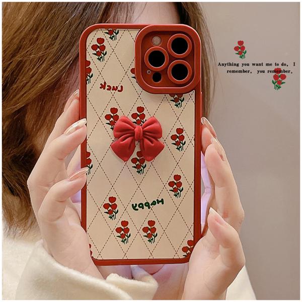 iPhone13 ケース おしゃれ Pro ケース 花 赤 可愛い iPhone12