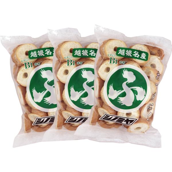 新潟県上越市の老舗麩製造所の篠宮麩店の車麩。小ぶりな麩でお味噌汁などの汁物にオススメです。商品名/内容量：焼き麩 54枚入×3袋