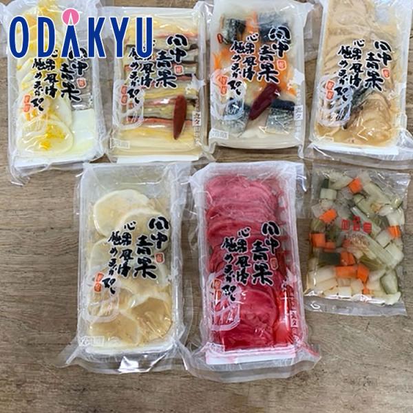 箱サイズ：33.5×24.5×9(cm)賞味期限：製造日より冷蔵8日間内容：辛子大根120g、大根粕漬120g、赤かぶ漬け120g、やん衆にしんづけ200g、ゆず大根120g、やん衆さけ漬け200g、ミックスピクルス100g