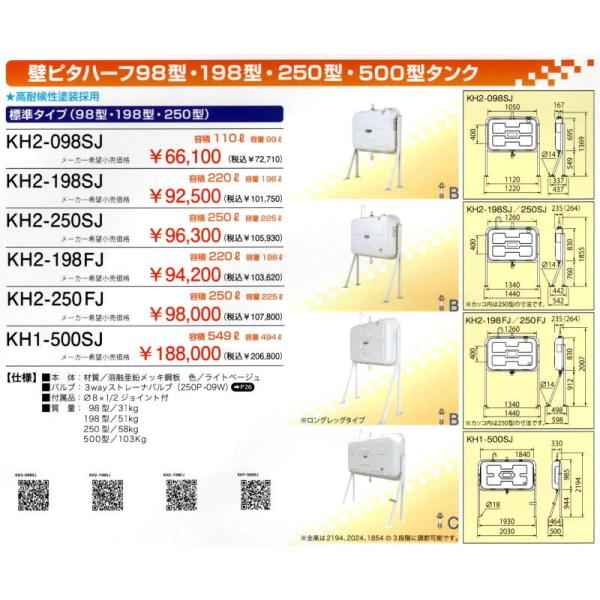 大町市からです！ サンダイヤ オイルタンク【KH2-098】標準タイプ 壁 