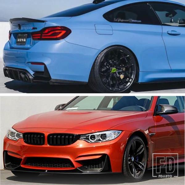 【並行輸入品】2015-2020 BMW F82 M4 クーペ 2ドア専用 PSM カーボンルック/ トランクスポイラーウィング+フロントバンパースプリッターリ