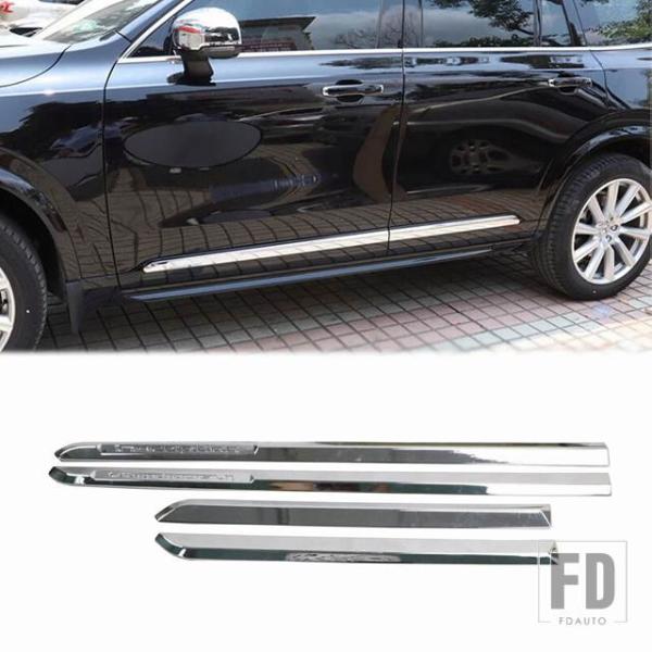 並行輸入品 ボルボ XC90 2015-2020 クロームサイドドアボディモールディングストリップトリム外装ABS4個
